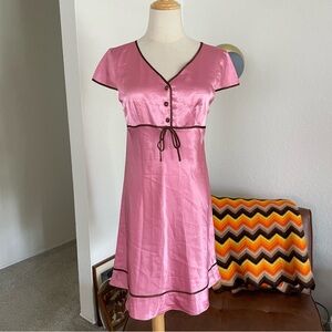 Y2K Glam Coquette Dollcore Satin Buttoned Tie Dress